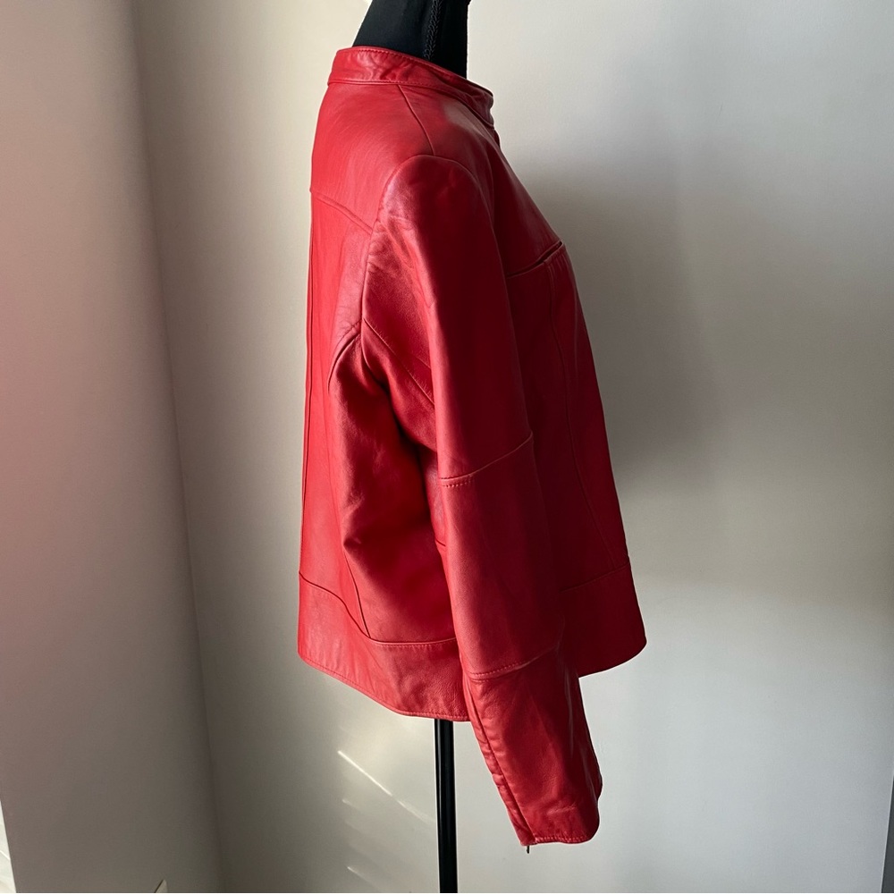 Women's Kathy Ireland Extra Large Genuine Leather Red Leather Jacket - Picture 15 of 16
